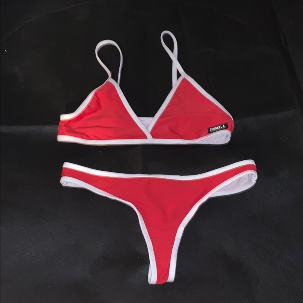 CHOOKS LA BIKINI RED WHITE OUTLINE SMALL